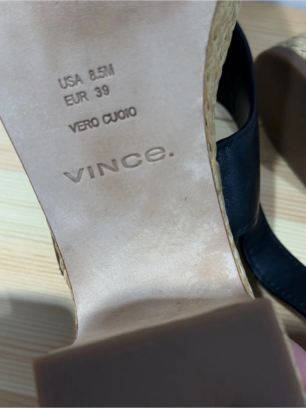 New Vince Clementina Black Leather Platform Slingback Sandals – Size 39 (8.5)